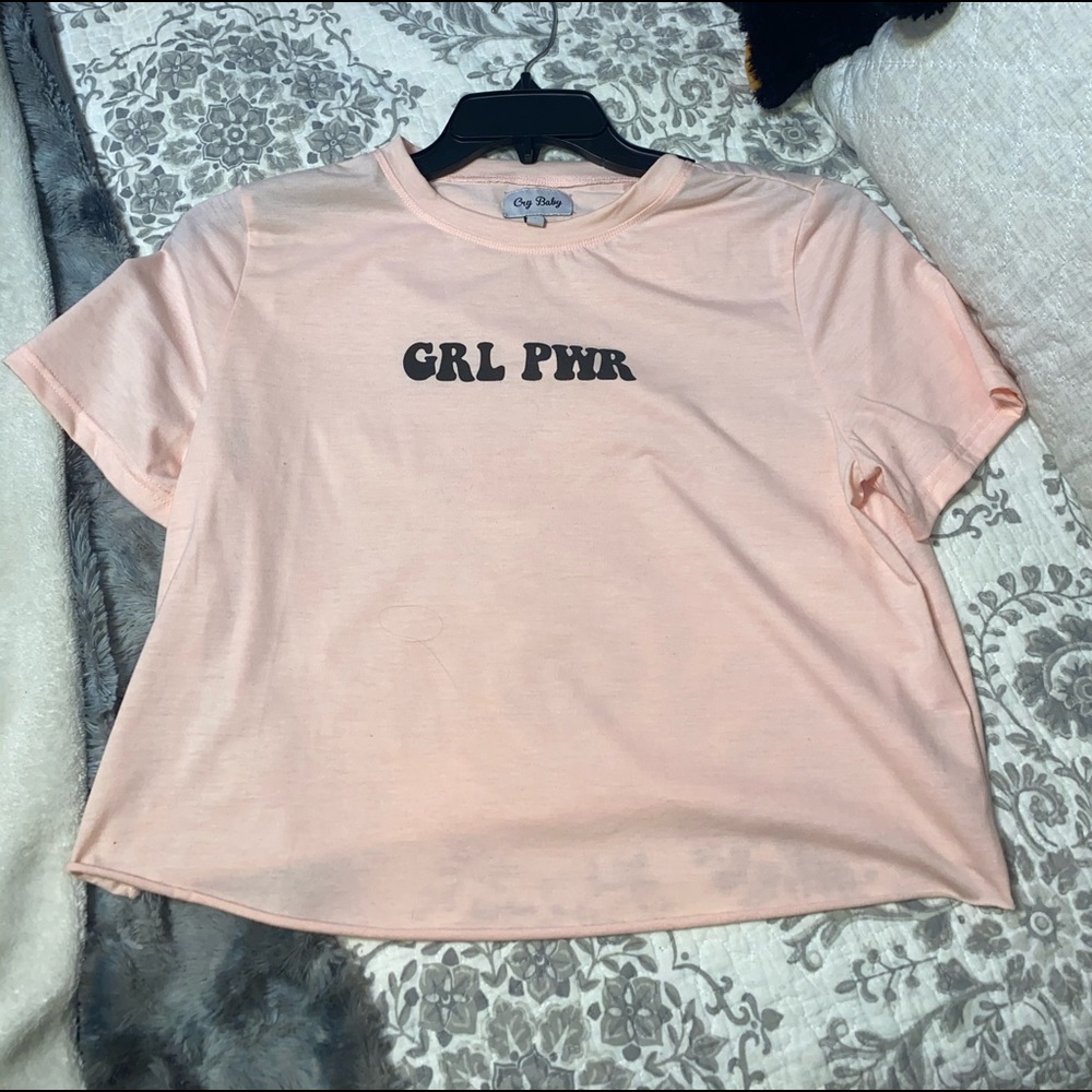 GRL POWER crop top (pink)